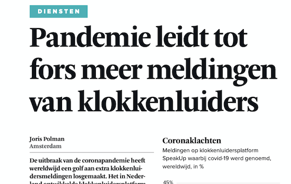 FD artikel: Unieke inzichten over klokkenluiden tijdens de corona crisis.